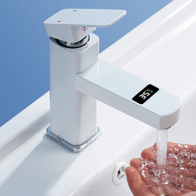 Contemporary sink faucet Digital display Monochrome Low arch basin Bathroom sink