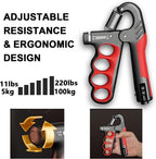 Adjustable Hand Grip Strengthener | 5–100KG Resistance | Rep Counter | Non-Slip Handles