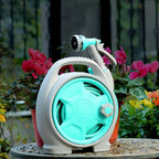 Practical hose reel with spray nozzle – Compact garden hose cart for easy watering