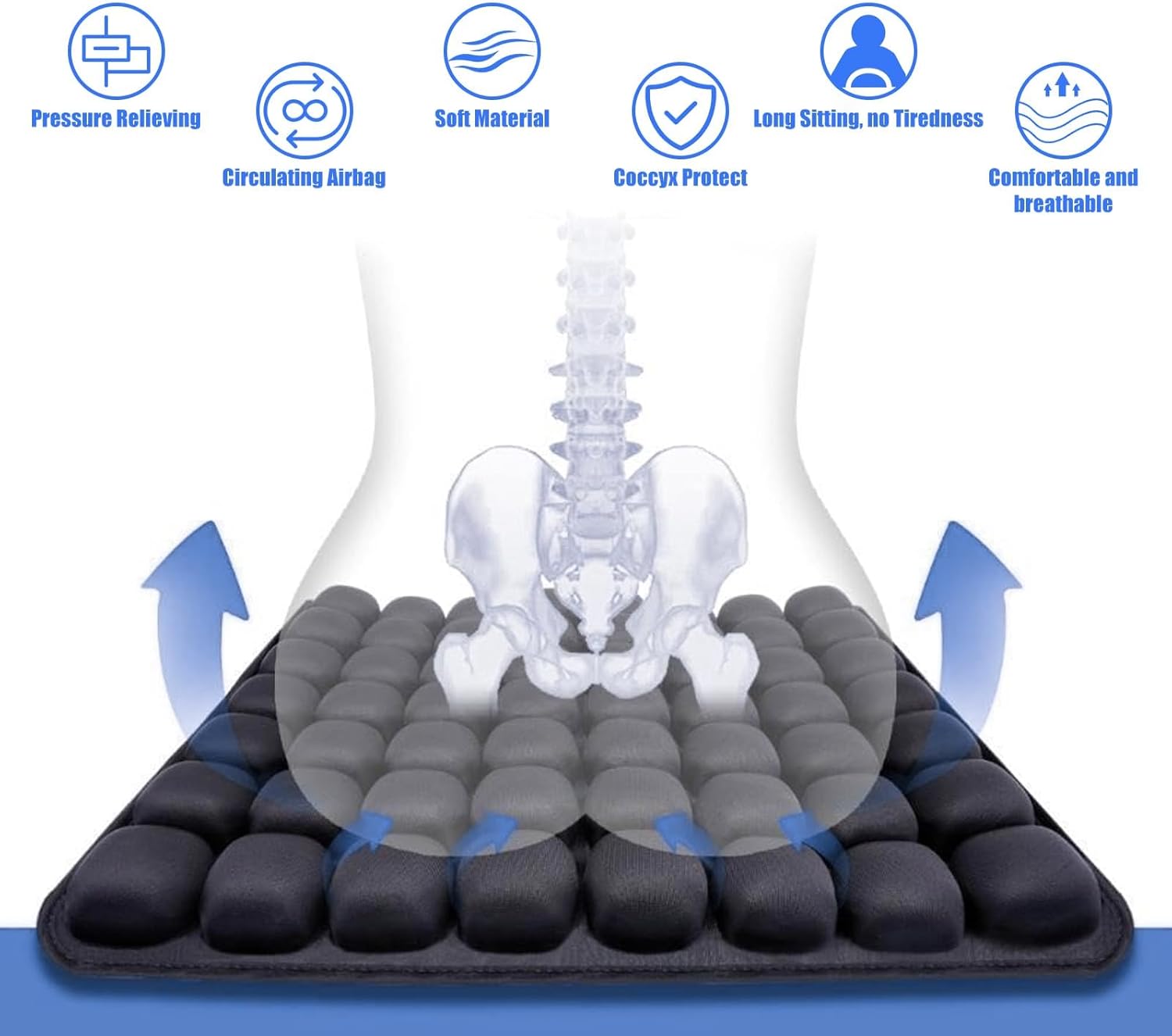 Inflatable Travel Seat Cushion with Ergonomic Pressure Relief – AirComfort