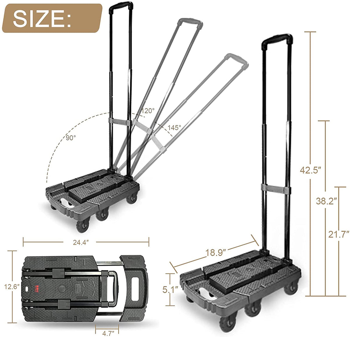 Heavy Duty 440LB Moving Dolly Moving Cart