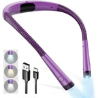 LED Neck Reading Lamp, Book Light for Reading in Bed, 3 Colors, 6 Brightness Levels, Flexible Arm, Rechargeable, Durable, Perfect for Reading, Knitting, Camping, Repairing