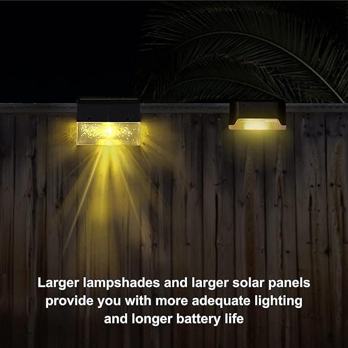 Solar Deck Lights 4 Piece Set, Solar Step Lights Outdoor, Warm White/Color Changing Solar Fence Light for Terrace Garden Yard