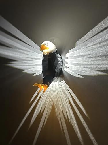 3D Eagle Wall Light | Patriotic LED Lamp | PETG Material | Warm White Illumination