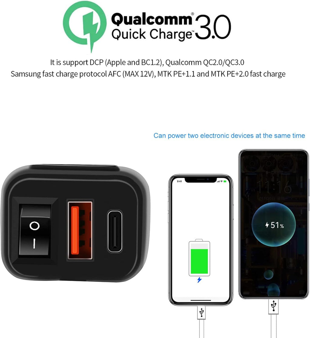 Motorcycle USB & Type-C Fast Charger with Voltmeter – Drayvik