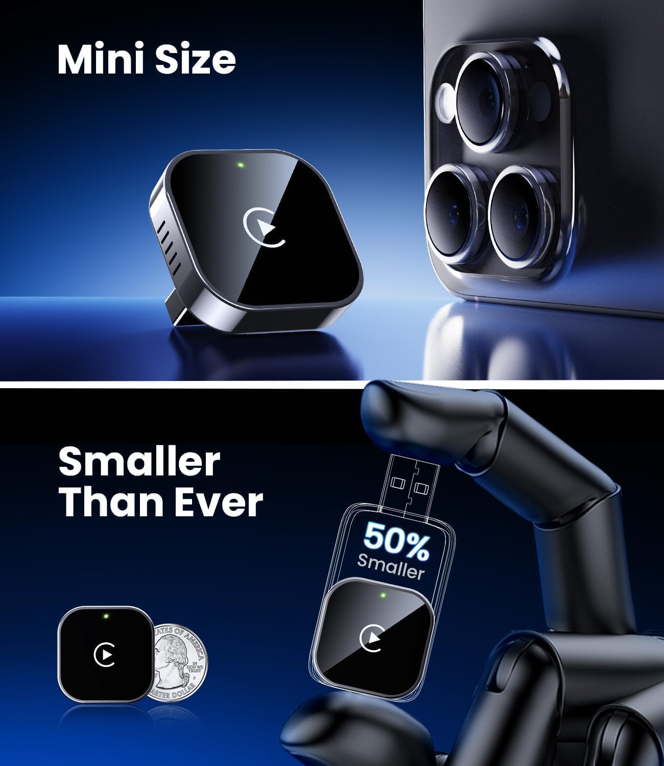 Mini Wireless CarPlay Adapter with Dual-Band Connection and Compact Design – Novaro