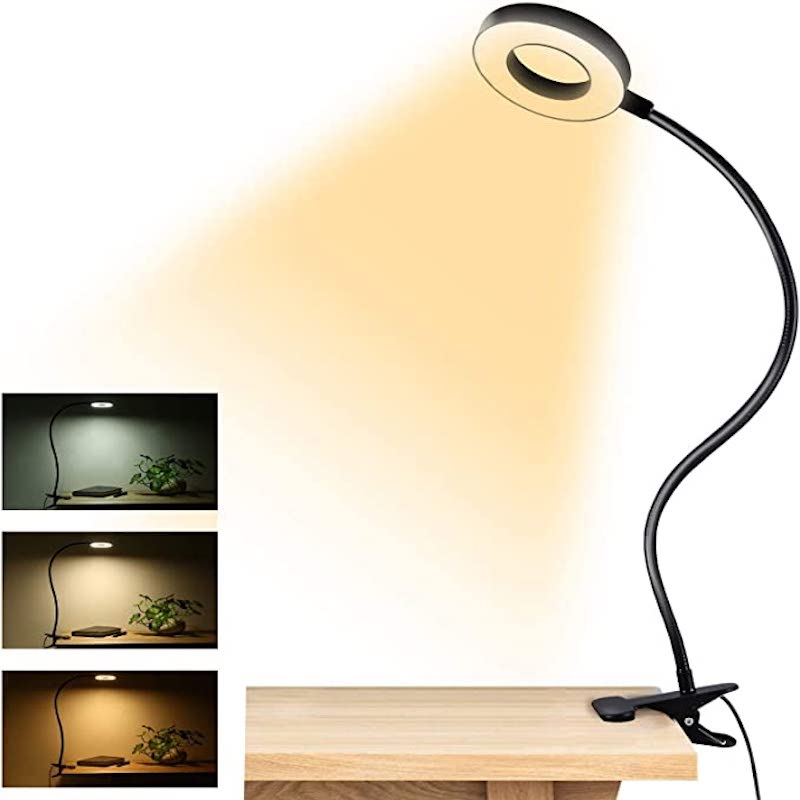 Clip-on Light - Reading lamp with 48 LEDs, 3 color modes and 10 brightness levels, eye protection and flexible gooseneck