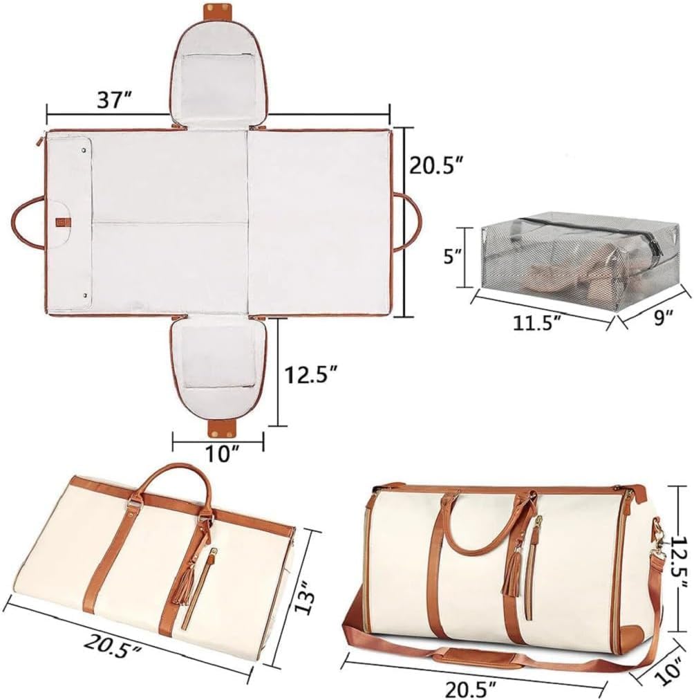 Large-Capacity Foldable Women's Garment Travel Bag with Hanging Suit Compartment