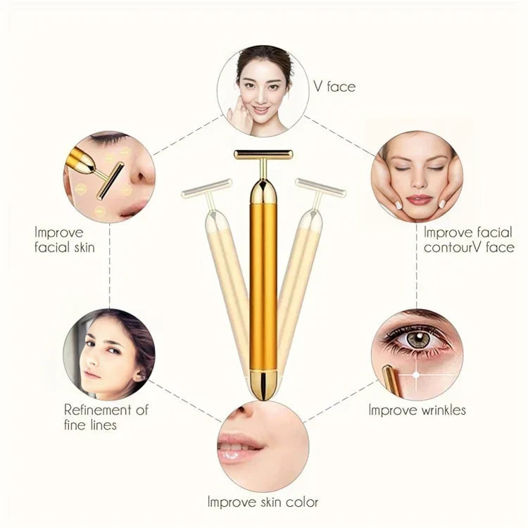 GildedGlow Luxe Face Massage Roller | Revitalize your skin with an electric massage tool with 24K gold for a radiant complexion