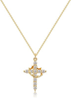 Elegant 18K Gold Cubic Zirconia Cross Necklace
