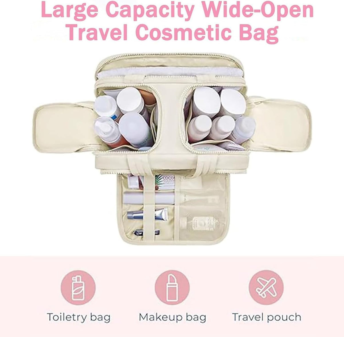 4-in-1 Puffy Toiletry Bag for Women – Large Travel Makeup & Skincare Organiser