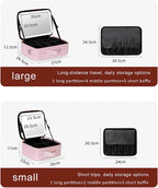 Portable Travel Makeup Case with LED Mirror & Adjustable Light