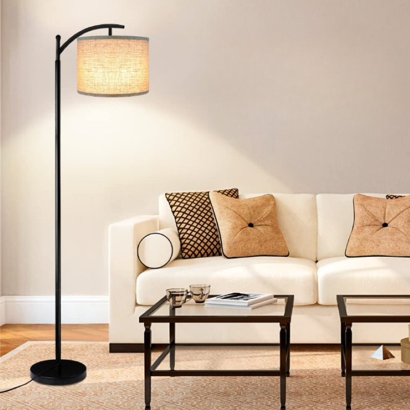 Floor lamp with 3 color temperatures LED bulb, floor lamp high industrial floor lamp reading for bedroom, office, white lampshade included