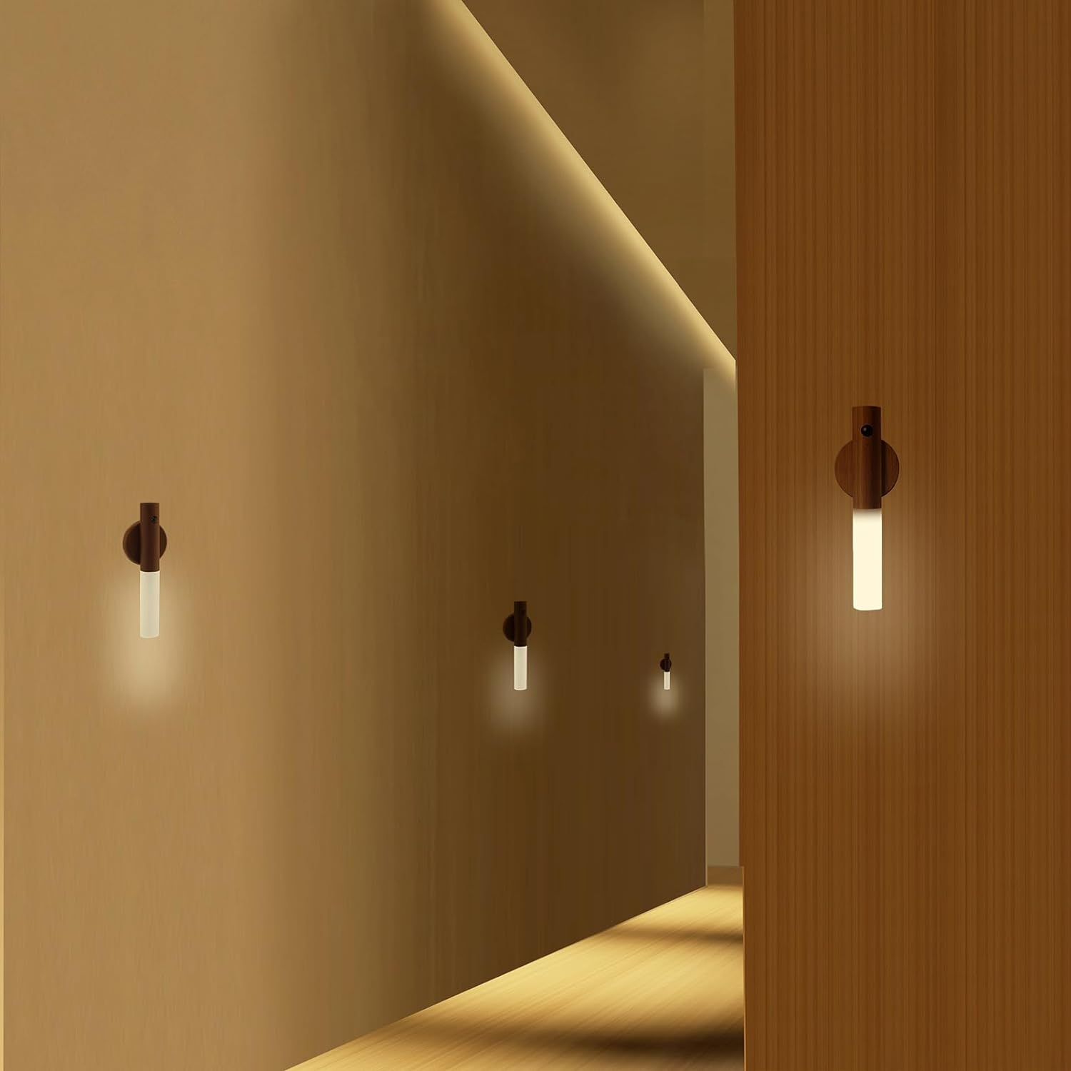 Wall Light Wooden Rechargeable Motion Sensor Lamp