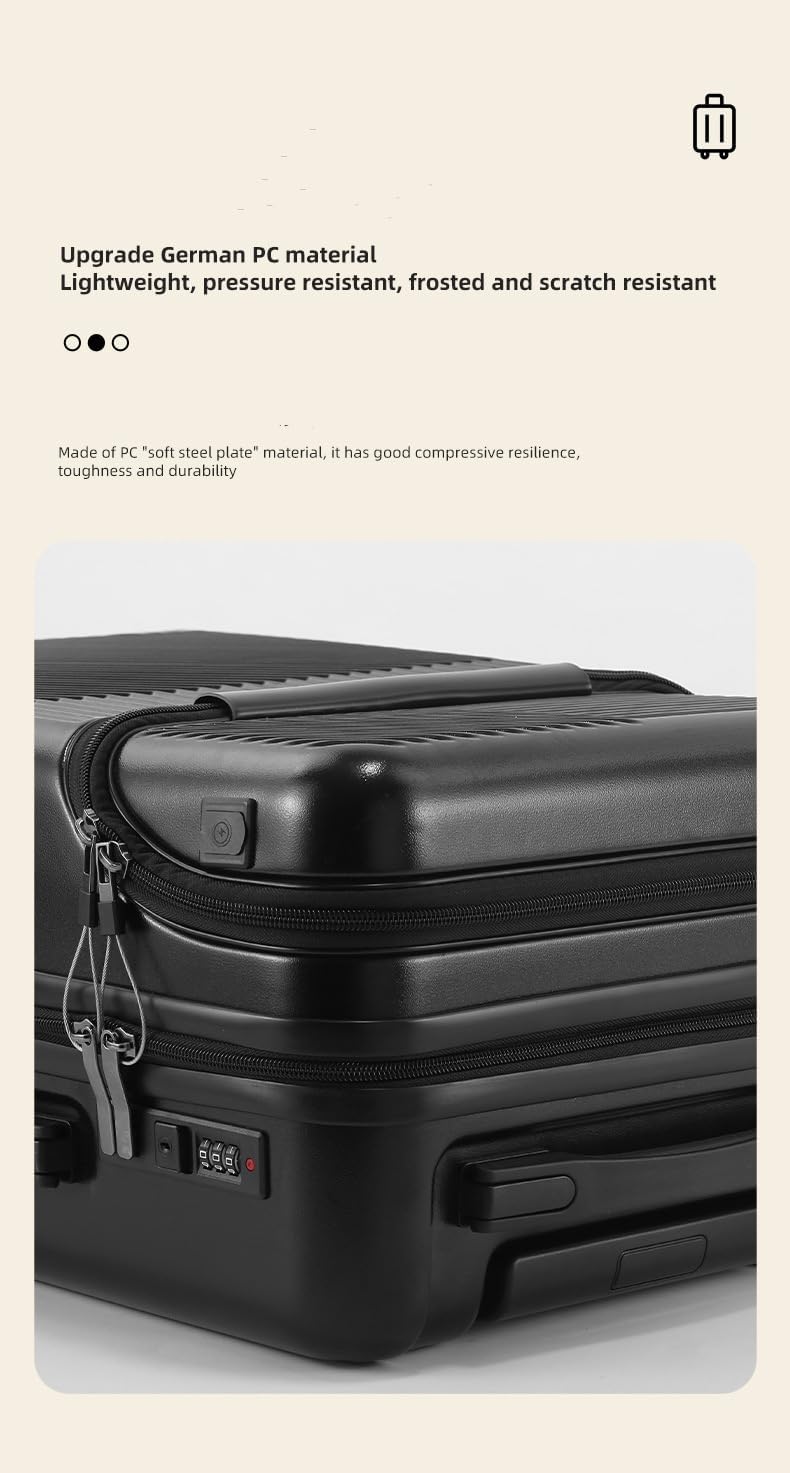 Hard Shell Cabin Luggage with Cup Holder, USB Port & TSA Lock