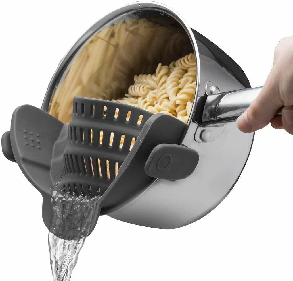Silicone sieve with clip – Heat-resistant draining container for food