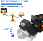 2-Pack Ultra-Clear Rechargeable LED Headlamp Waterproof with Motion Sensor