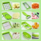 12-in-1 Multifunctional Vegetable Slicer with Interchangeable Blades and Catching Container