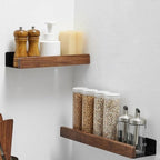 Solid Wood Bathroom Shelf – No-Drill Wall-Mounted Organiser Rack