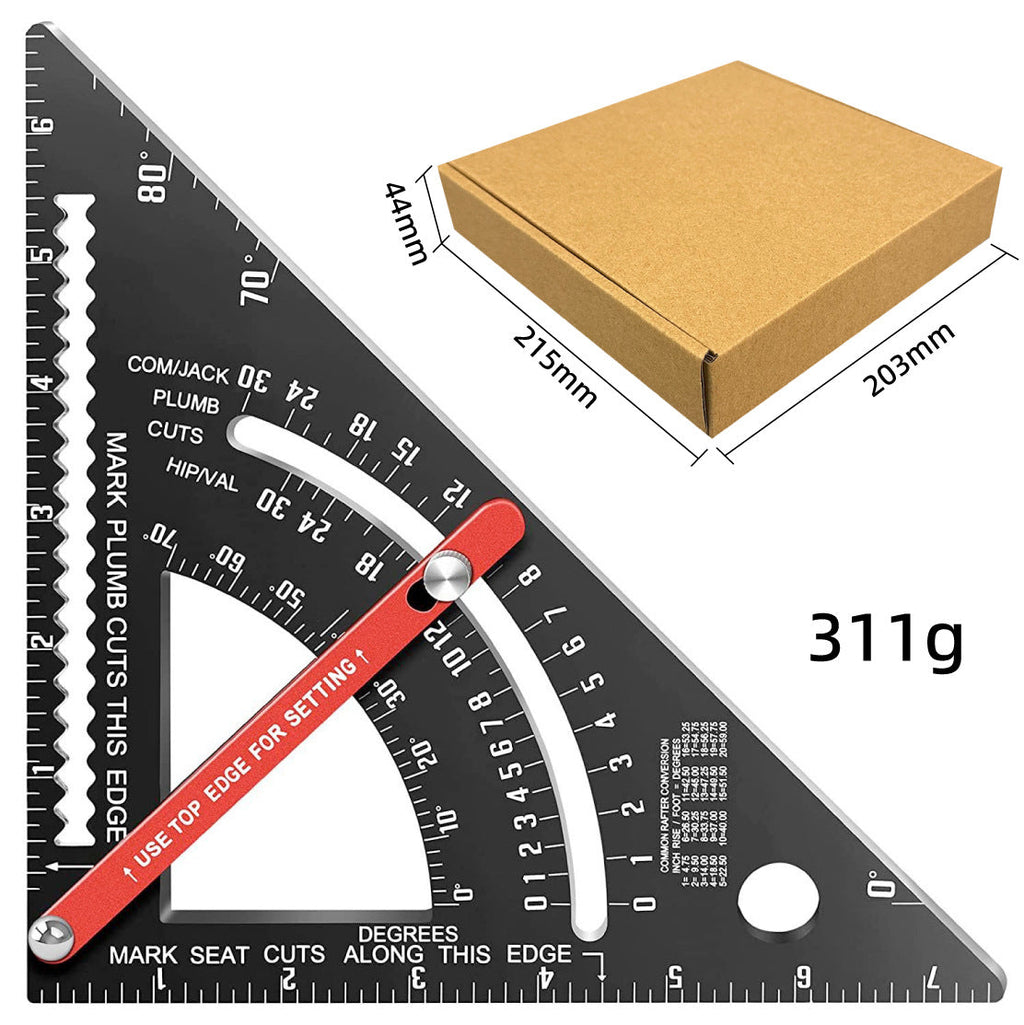 Pro-Adjustable 7" Speed Rafter Square - Multi-Functional Woodworking Layout Tool with Precision Positioner