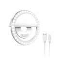 LED Selfie Ring Light with Rechargeable Battery - Perfect Circle Lighting for Makeup and Photography, Compatible with Phones and Computers