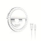 LED Selfie Ring Light with Rechargeable Battery - Perfect Circle Lighting for Makeup and Photography, Compatible with Phones and Computers