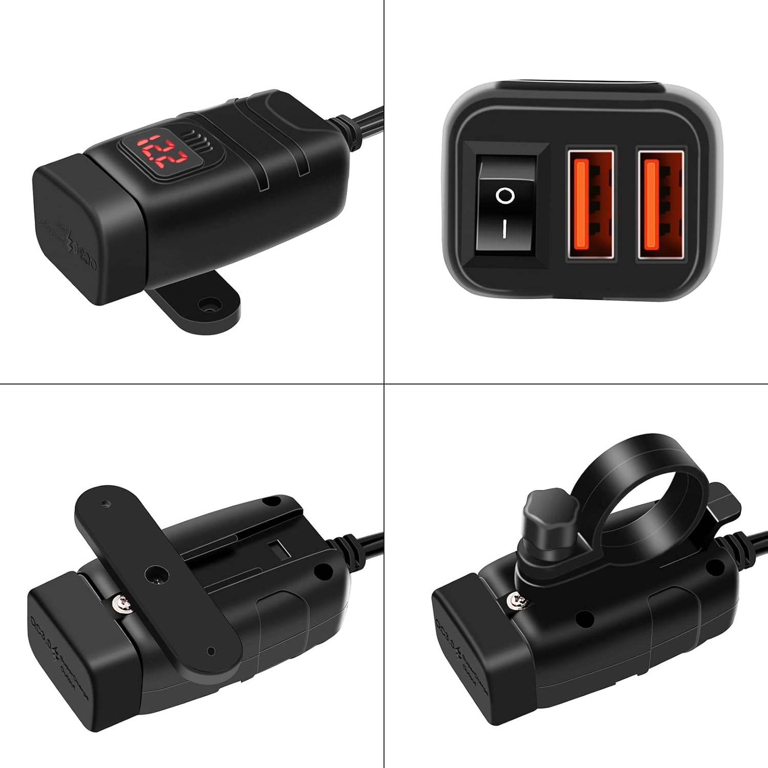 Motorcycle USB & Type-C Fast Charger with Voltmeter – Drayvik