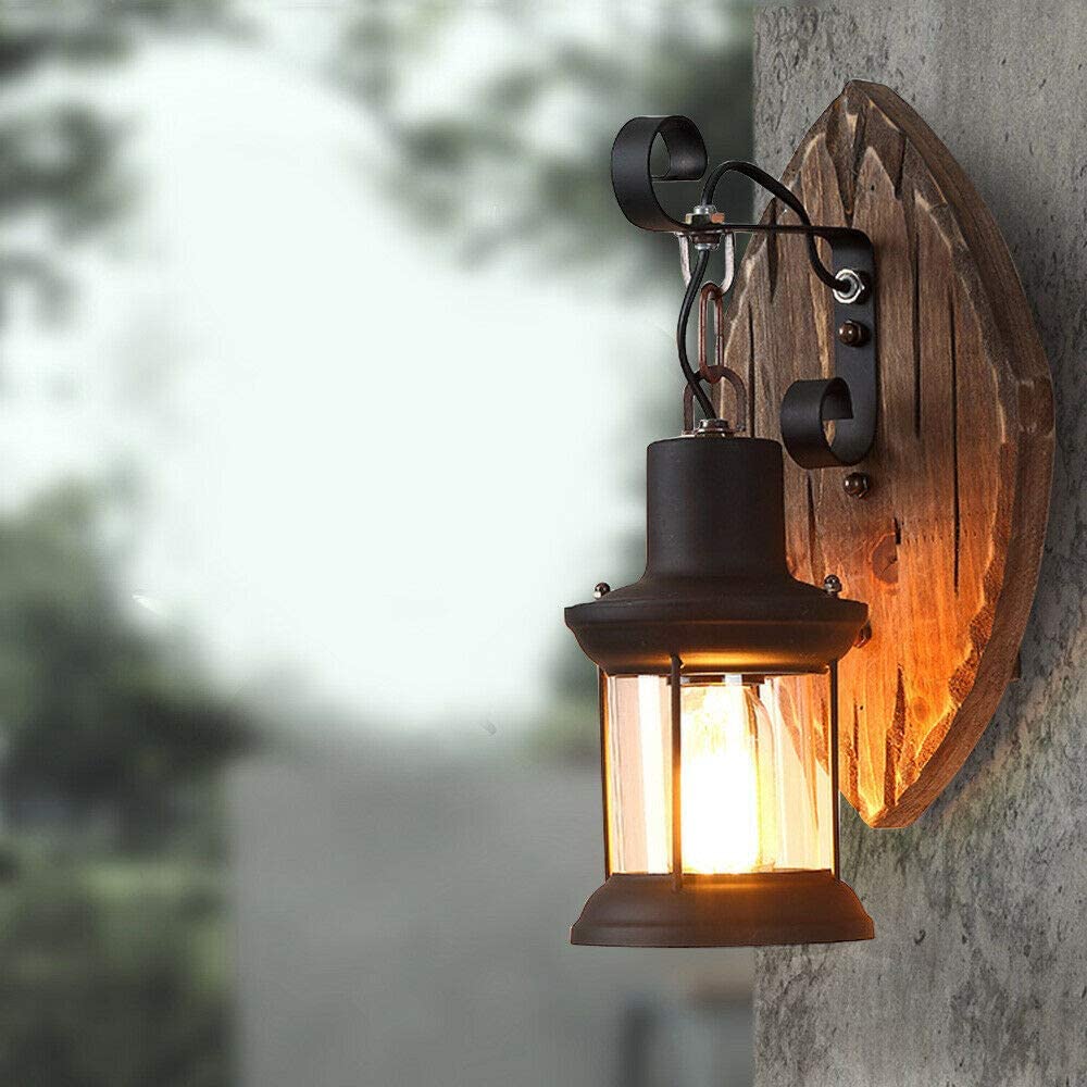 Antique wood country house style wall lamp