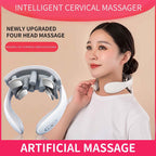 Neck massager with heat, pain therapy, smart neck massager, 4 massage heads portable deep tissue trigger point massager