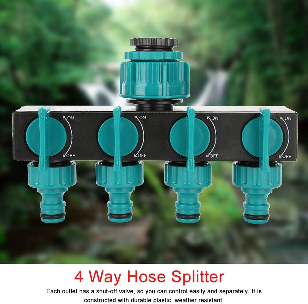 Universal 4-way garden hose splitter – Adjustable faucet splitter