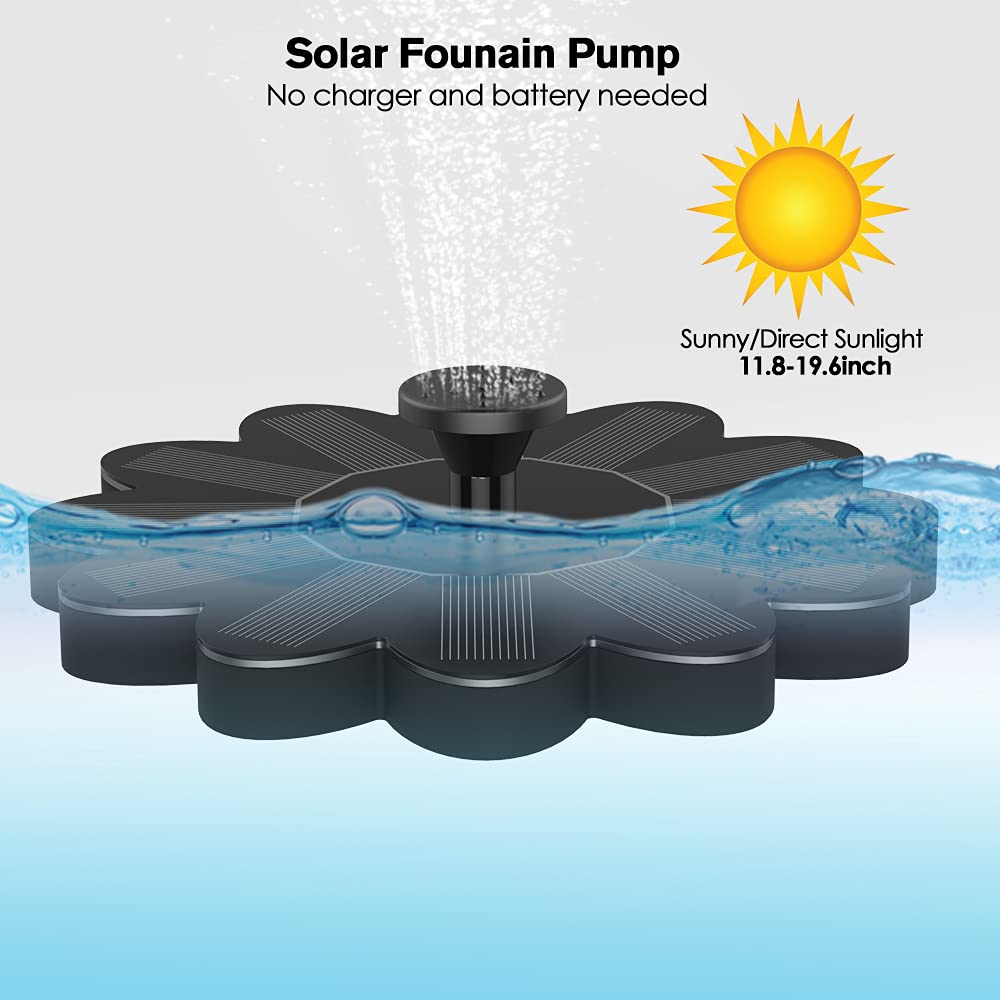 Solar-powered fountain for the garden – Flower design water feature for ponds and pools