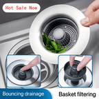 Sink Drain Strainer with Bounce Stopper and Odor Filter
