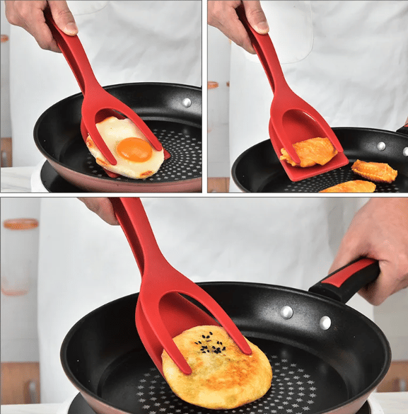 2-in-1 Tongs Handle and Elasticity Spatula