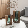 Scandinavian Glass Vase with Wooden Accent for Modern Interiors