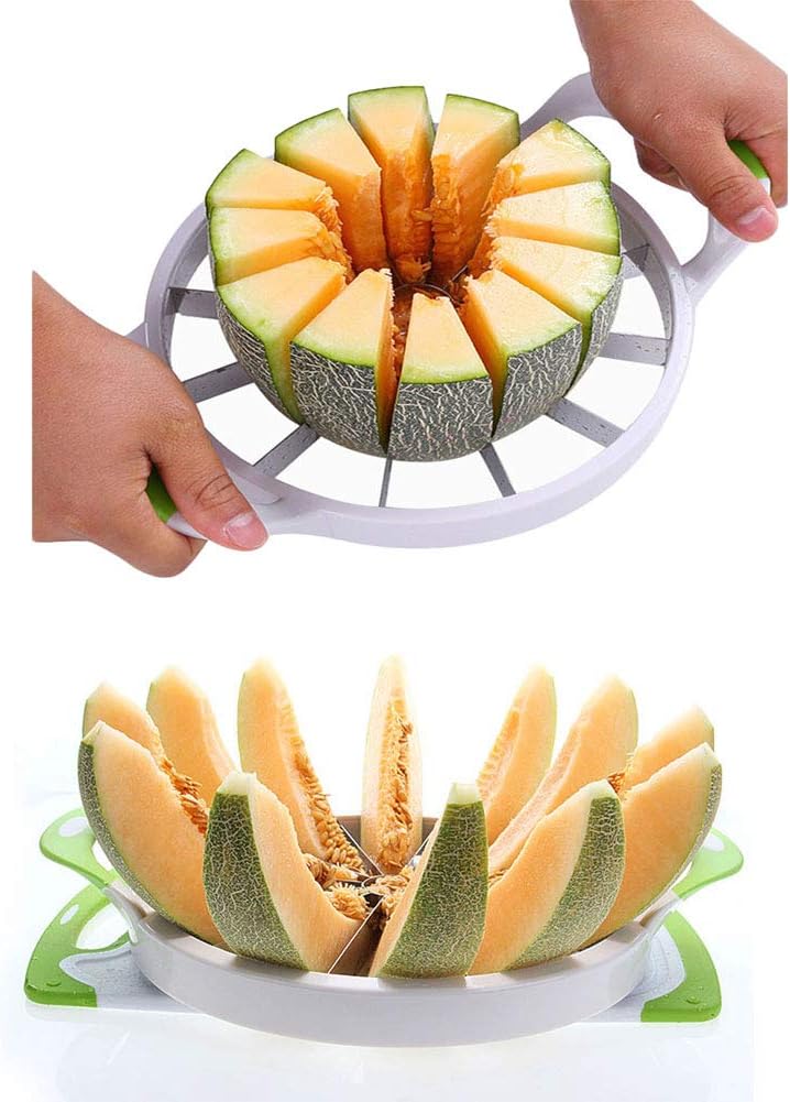Stainless Steel Watermelon Slicer – 12-Slice Fruit Cutter with Non-Slip Handles