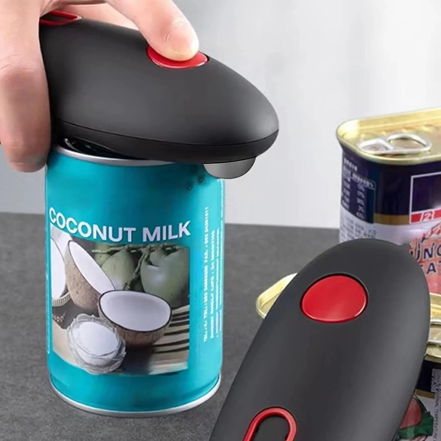 Automatic Can Opener with Ergonomic Handle and One-Button Operation
