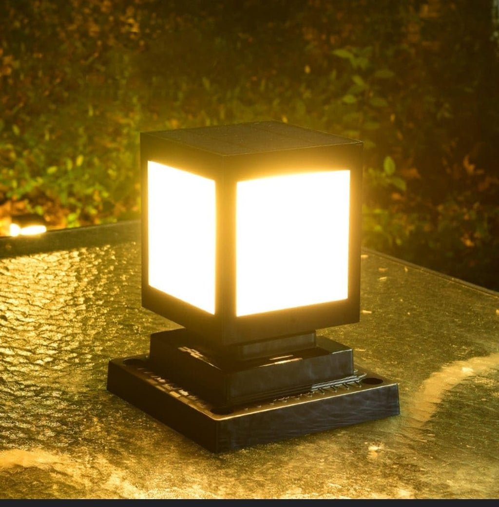 Solar LED garden lantern in square design – decorative outdoor lighting for paths and terrace
