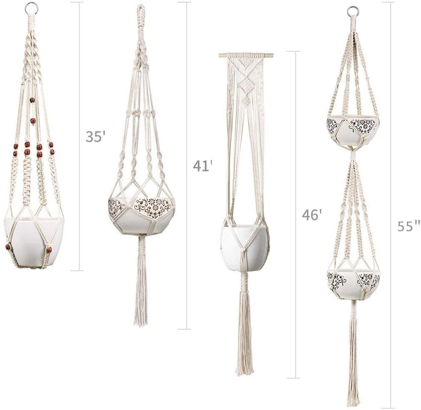 4-piece handmade Boho macrame plant hanger set