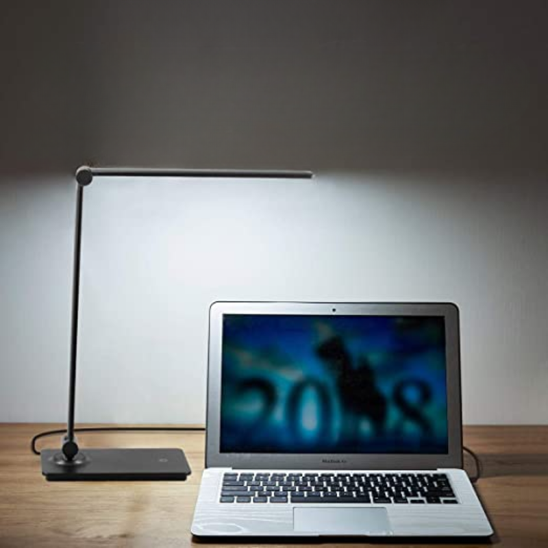 LED desk lamp, touch control desk lamp with 3 brightness levels, dimmable office lamp with adjustable arm, foldable table lamp for desk bedroom nightstand office