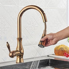 Brass Kitchen Faucet Pull Out Mixer Sink Water Tap 360 Rotation Single Handle