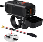 Motorcycle USB & Type-C Fast Charger with Voltmeter – Drayvik