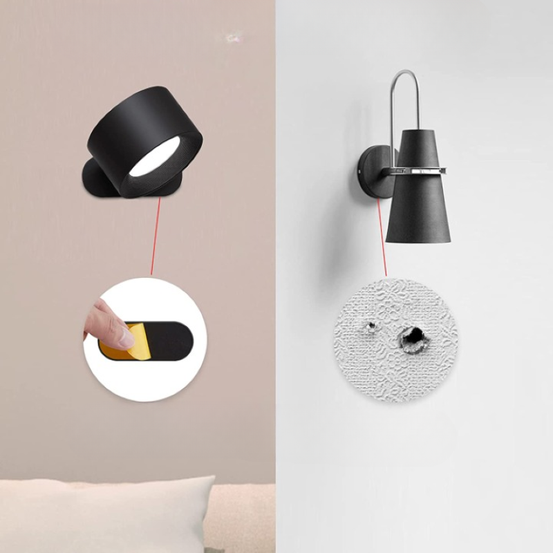 LED Wall Lights, Wall-mounted Lamps with Rechargeable Battery, 3 Color Temperatures & 3 Brightness Levels, 360° Rotatable Magnetic Ball, Wireless Wall Lights for Study, Reading, Nightstand