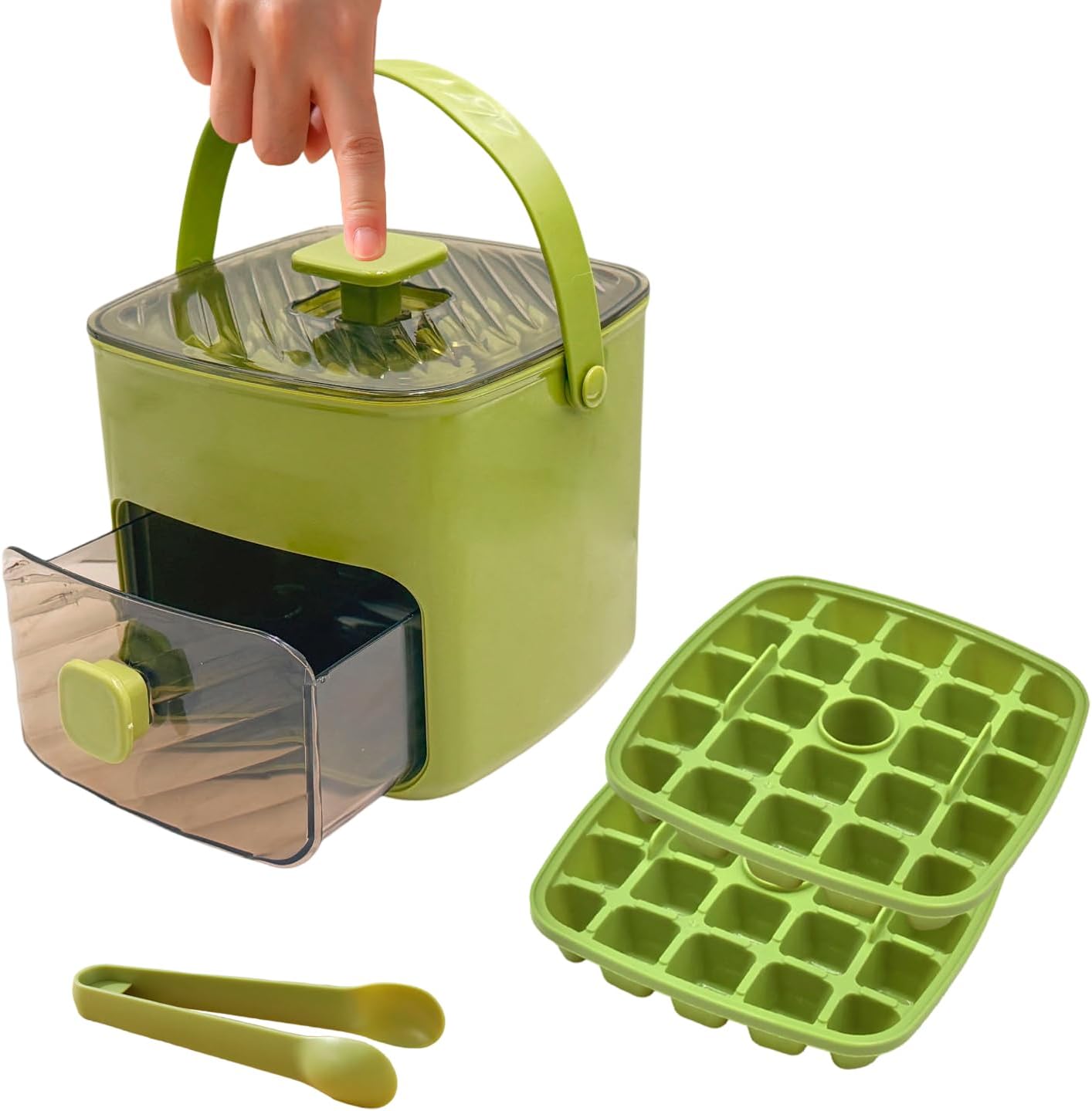 Ice cube tray with lid and waste, ice tray for freezer, flexible ice cube trays