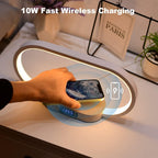 Wireless Charging Bedside Table Lamp with Clock – Lumora
