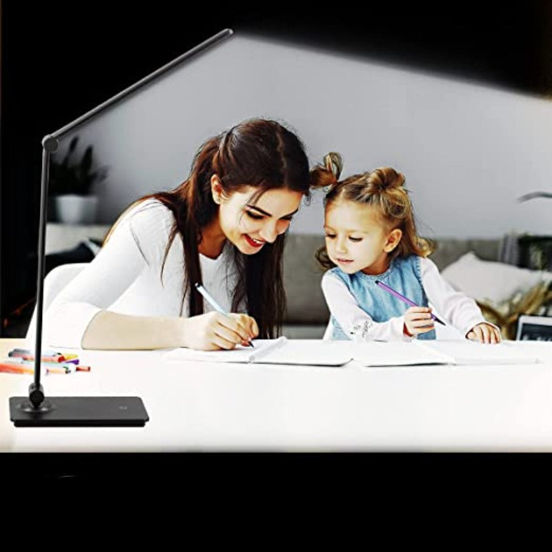 LED desk lamp, touch control desk lamp with 3 brightness levels, dimmable office lamp with adjustable arm, foldable table lamp for desk bedroom nightstand office