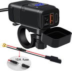 Motorcycle USB & Type-C Fast Charger with Voltmeter – Drayvik