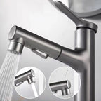 Modern Style Extendable Vessel Faucet Single Handle Low Arc Copper Vessel Faucet