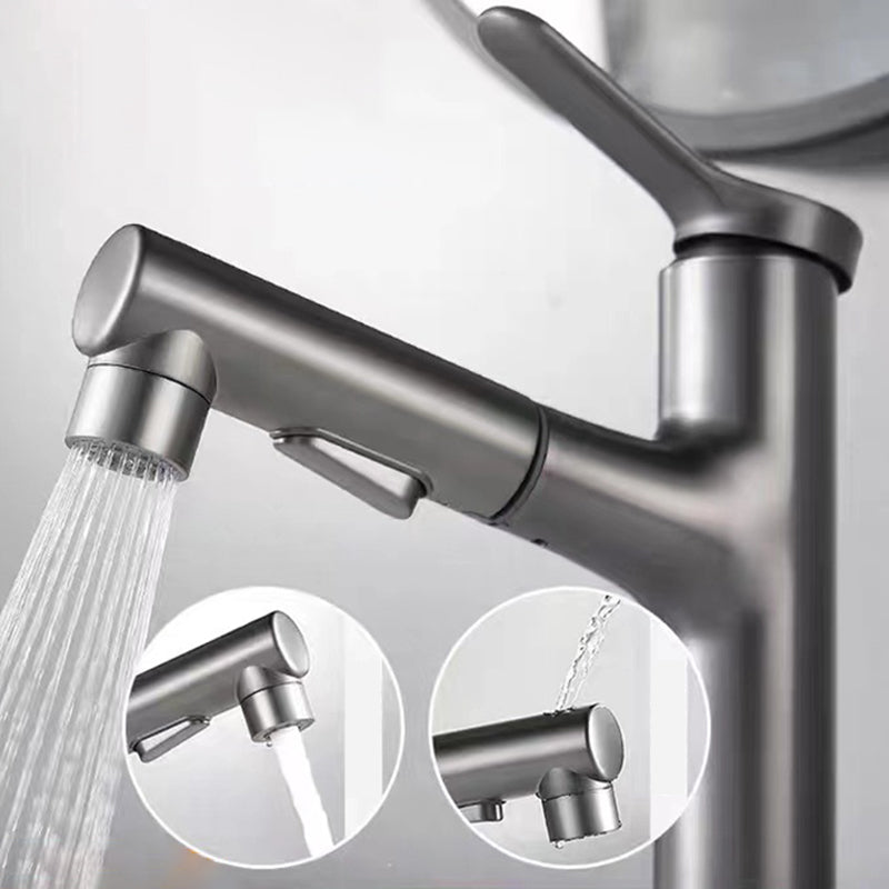 Modern Style Extendable Vessel Faucet Single Handle Low Arc Copper Vessel Faucet