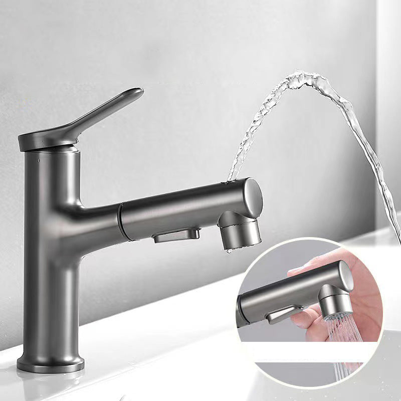 Modern Style Extendable Vessel Faucet Single Handle Low Arc Copper Vessel Faucet