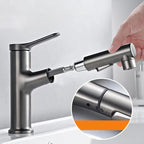 Modern Style Extendable Vessel Faucet Single Handle Low Arc Copper Vessel Faucet